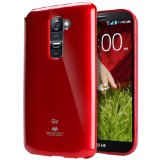 LG G2 TPU スリムフィットケース Goospery Color Pearl Jelly Case ( docomo G2 L-01F / F320 / D802 対応カバー By Mercury ) TPUソフト素材 / ワンセグ対応 / 光沢パール仕上げ 【Red(赤)】