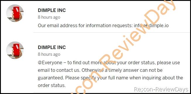 DIMPLE.IOで商品がまだ発送されていない方は即メールにて運営へ問い合わせを