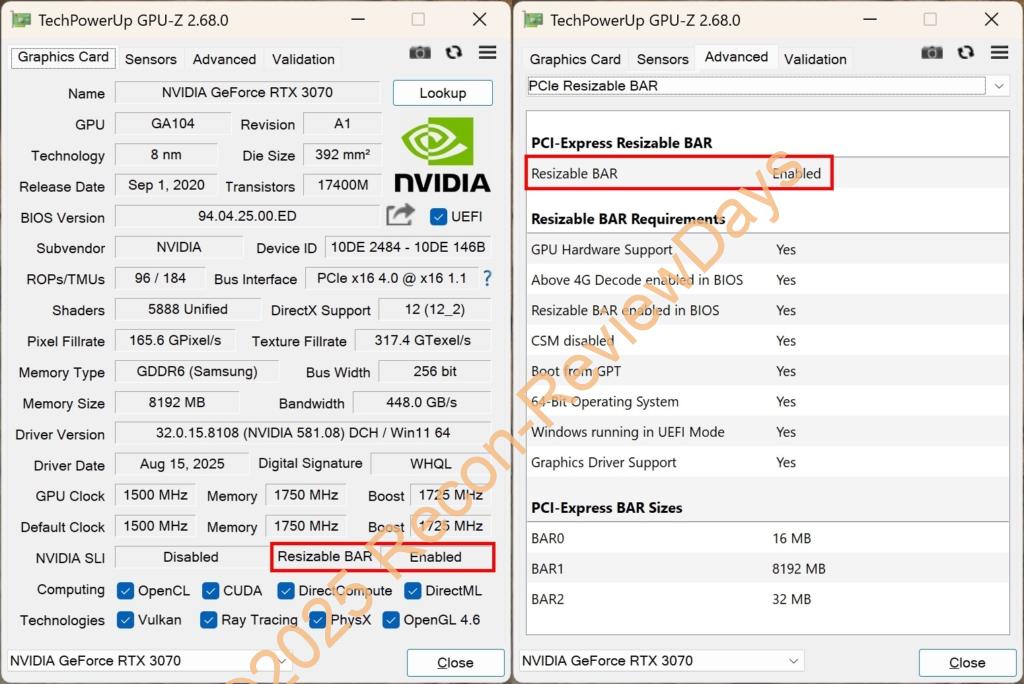 NVIDIA GeForce RTX 3070 Founders EditionのResizable BAR対応VBIOSにアップデートする方法について