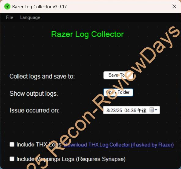 Razer製品でサポートから「Razer Log Collector」を使ってログ送信を求められた際の流れについて
