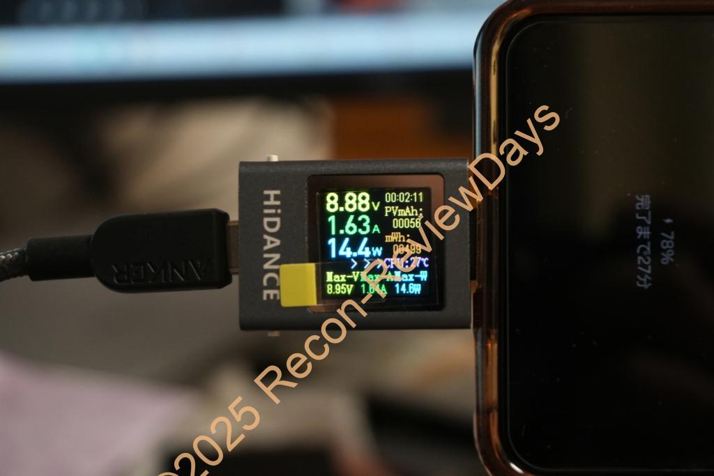 1,000円前後で購入可能なHiDANCE製のUSB Type-C 電圧、電流、消費電力計測用デバイス「HDC-085C」レビュー